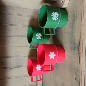 Vintage Tupperware Cups with Snowflakes and Birds